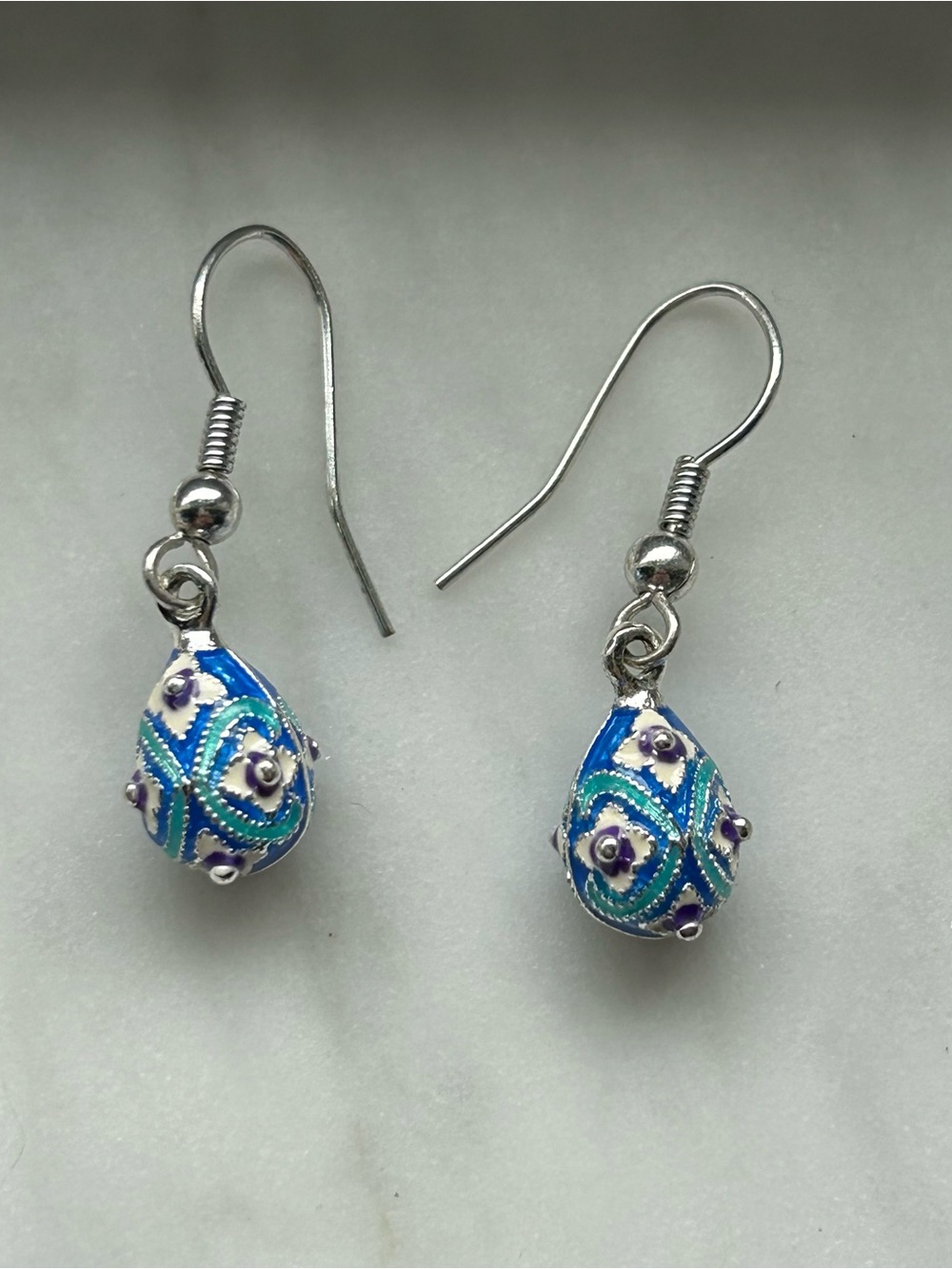 Blue Costume Jewelry Teardrop Dangle Earrings Silver tone - Women’s Jewelry